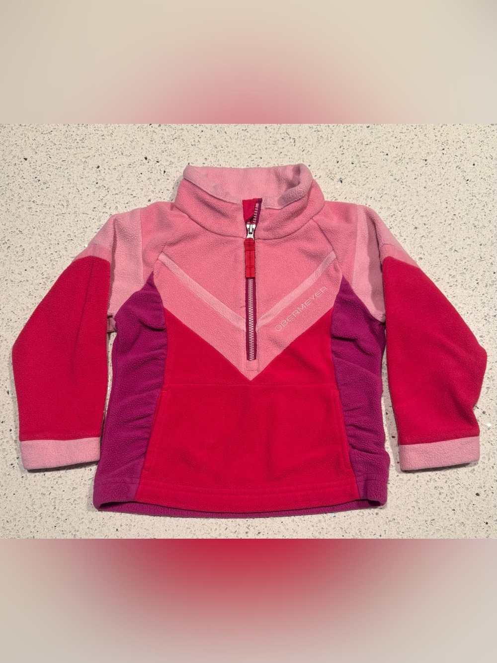 Obermeyer Girls' Pink & Magenta Colorblock Quarter-Zip Fleece Sz XS